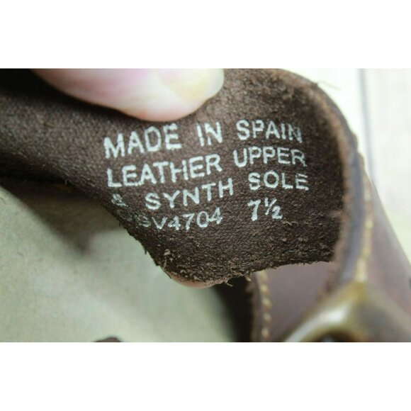 LL Bean Brown Oiled Leather Slingback Cork Buckled Casual Sandals Size 7.5 - Picture 8 of 9